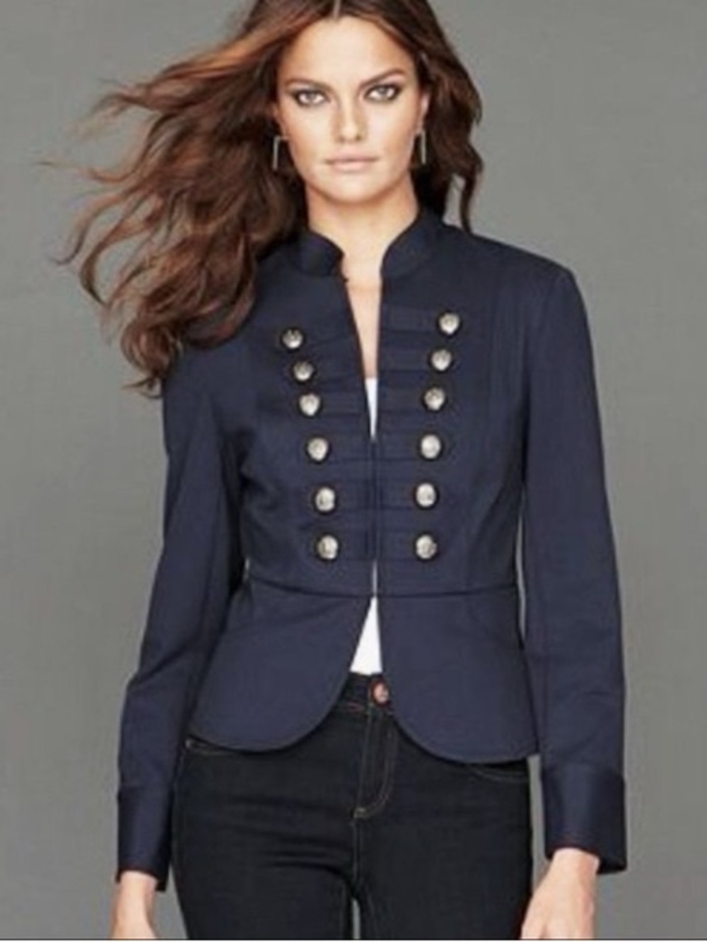 INC International Concepts Navy Military-Style Blazer - Picture 2 of 13